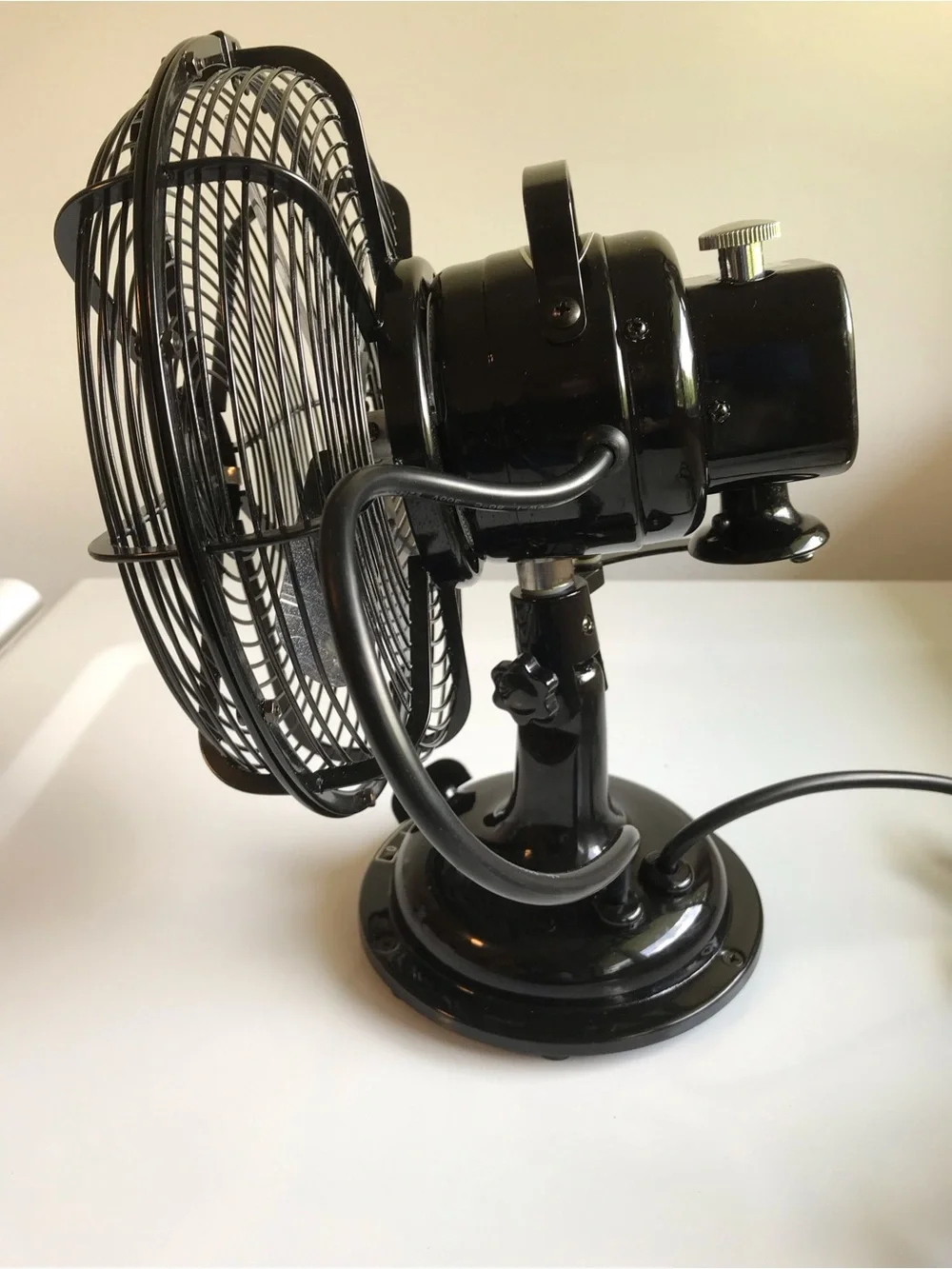 Restoration Hardware Allaire No 8 Black Small Tabletop Desktop Oscillating Fan